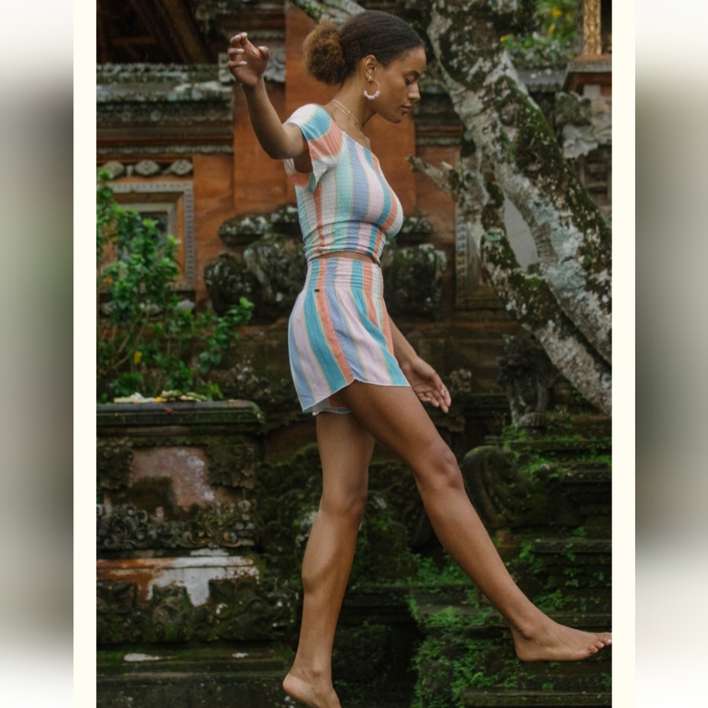 O'Neill Pastel Striped High Waist Shorts